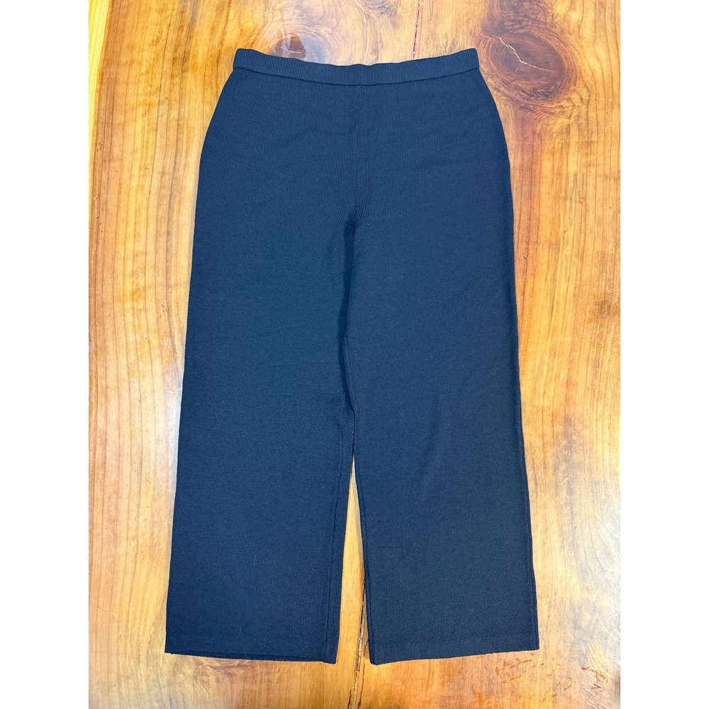 St. John Santana Knit Women's Pants 14 Career Dress Wool Basics Pull on Wide E19
